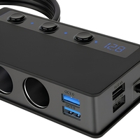 Adaptateur allume-cigare de voiture 12-24V 180W, chargeur rapide USB QC3.0, prise 4 ports avec voltmètre, accessoires automobiles