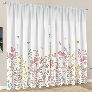 Rideaux <span class=keywords><strong>de</strong></span> cuisine floraux <span class=keywords><strong>pour</strong></span> fenêtres Farmhouse Cafe Rideaux Country Botanic Small Window Rod Pocket Rustic for Laundry Bathroom - Product Image 4