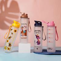 Gobelet à eau potable directe mignon de dessin animé avec poignée, tasse en plastique portable pour hommes, femmes, étudiants, pour la rentrée scolaire