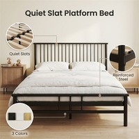 Base de Cama Individual de Hierro Forjado, Plataforma Metálica Minimalista, Estable, Ahorra Espacio, Duradera