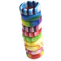 Koreanische Art Punk Design Kunststoff Acryl harz Regenbogen Farbe Fingerring Frauen Kinder Ringe Schmuck Unisex
