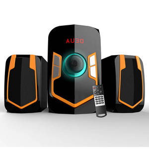 Haut-parleur actif multimédia de haute qualité 12V / 220V 2.1 CH avec lecteur de carte USB, Bluetooth et caisson de basses - Product Image 1