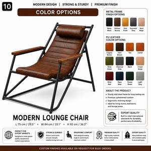 Fauteuil lounge moderne contemporain avec dossier incurvé, siège d'appoint rembourré confortable pour salon et chambre à coucher - Product Image 2