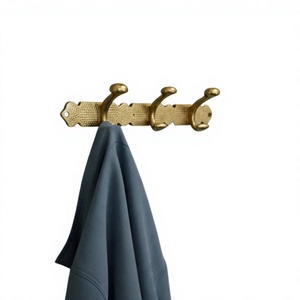 Durable Designs Wall Mount Antique Brass <b>Hooks</b> & <b>Rails</b> For Bathroom Decoration Easy Install Handmade Luxury <b>Hooks</b> With 3 Holder - Product Image 1