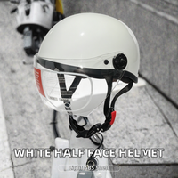 Nouveau casque de moto classique blanc demi-face avec visière HD, coque légère en ABS, doublure en mousse, pour hommes et femmes