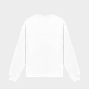 เสื้อยืดคอกลมแขนยาวสำหรับผู้ชายเสื้อผ้าฝ้าย100% สีขาวบริสุทธิ์เสื้อลำลองโลโก้ตามสั่ง - Product Image 2