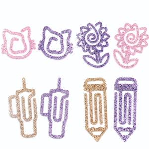 Segnalibro a Forma di Graffetta Grande, Taglio Laser, Clip per Snack, Scrap Buster, per Amanti dei Libri, Rosa Viola Glitterato in Acrilico, <span class=keywords><strong>Regalo</strong></span> per la Festa degli Insegnanti - Product Image 5