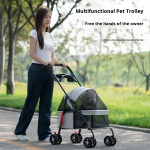 Lightweight Foldable Dog Pram <strong>Pet</strong> <strong>Strollers</strong> Outdoor Dog <strong>Stroller</strong> with Oxford ABS Materials - Product Image 2