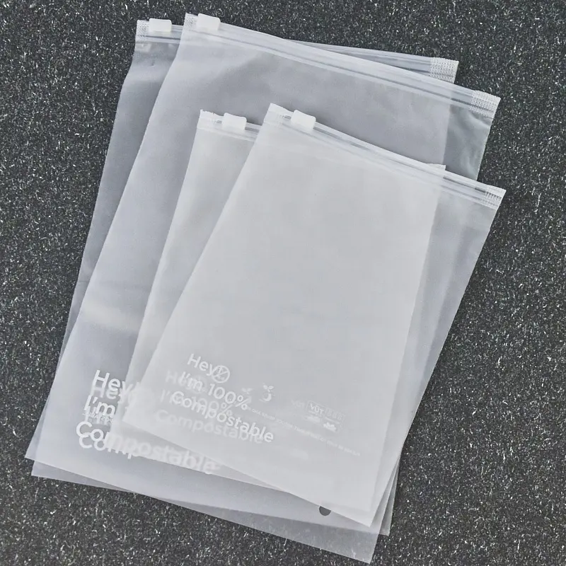 कस्टम स्पष्ट कपड़े बैग ज़िप 100% लोगो के साथ बायोडिग्रेडेबल इको-फ्रेंडली एवा प्लास्टिक बैग