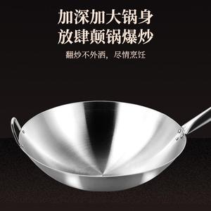Stainless Steel Wok Single Handle Round Bottom Non Coated For Gas <b>Stove</b> Home Restaurant Use - Product Image 3