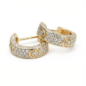 Orecchini a Cerchio di Lusso in Oro Massiccio 18K con Diamanti, Taglio Brillante Rotondo, Design Geometrico, per Uso Quotidiano Femminile - Product Image 1