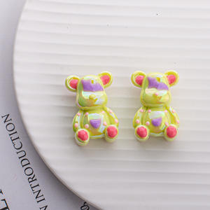 Cuentas de agujero recto tridimensional de doble cara de oso pintado a mano brillante UV de alta calidad, cadena de teléfono móvil DIY, cuentas sueltas - Product Image 4