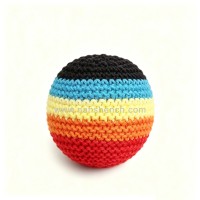 Hand Knitted Rainbow Juggling Balls Soft Crochet Bean Bags Kids Outdoor Earth Day Play Multi Color Striped Polyester Fabric