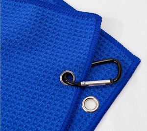 Microfiber Towels for Bag With Carabiner Clip Tri Fold Waffle Pattern Golf Towel Blue Black and Gray Promotion <b>Gift</b> - Product Image 4