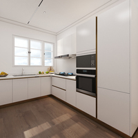 Armoires de cuisine modulaires sans poignées SANTOPOVA, couleur personnalisée, finition brillante, avec évier, design moderne respectueux de l'environnement