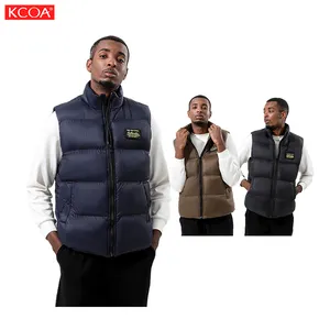 Logotipo personalizado Down Warm Vest Esportes Jaqueta de Inverno Puffer Vest Homens Espessado Soft Black Puffer Vest