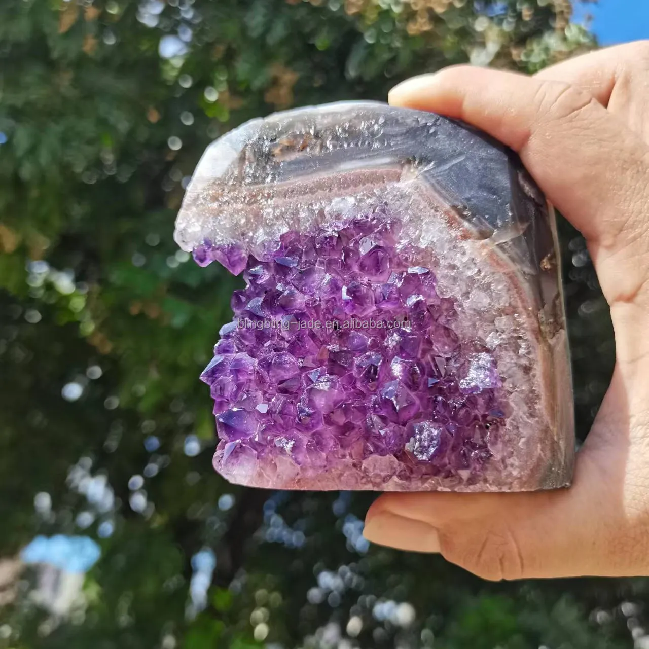 Wholesale Natural Brazil Crystal Druzy Amethyst Geode Cluster Tower For Decoration