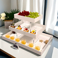 Nouveau Style Nesting Buffet 3 Niveaux Support De Nourriture Blanc Acrylique Présentoir pour La Décoration De Fête De Mariage
