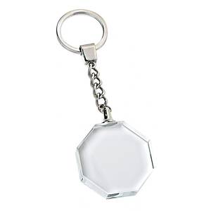 Porte-clés en cristal octogonal 40x40 mm, pendentif transparent, chaîne en métal, porte-clés - Product Image 1