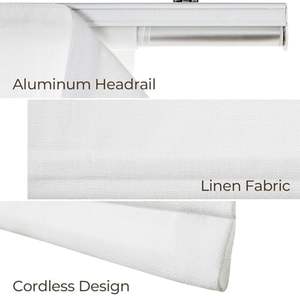 Stores romains en <span class=keywords><strong>lin</strong></span> <span class=keywords><strong>blanc</strong></span> neige sur mesure stores romains sans fil pour fenêtres coulissantes portes françaises chambre salon salle de bain - Product Image 4