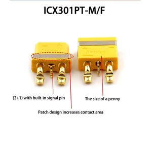 Connecteur Amass XT30 2+1PT SMD Mâle et Femelle ICX301PT Mâle/Femelle 30A Plaqué Or avec Broche de Signal pour Connexion sur Carte DC500V/15A - Product Image 5