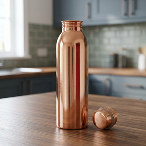 BS International NA91 Modern Copper Water Bottle 500ml Screw-On Lid Reusable Travel Adults Antique Finish BPA Free Eco-Friendly - Product Image 1