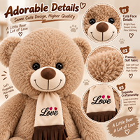 Ours en peluche personnalisé avec écharpe à franges, assis, trois couleurs, pour fleuristes et détaillants