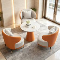 Table basse et chaise combinées à faible MOQ, table sur piétement en bois massif, fauteuil lounge cylindrique pour hall d'hôtel, réception, usine OEM ODM