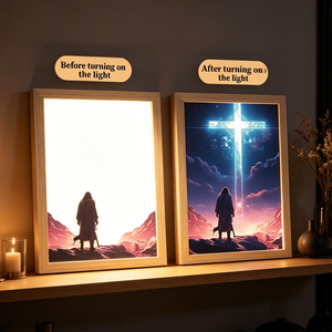 <b>LED</b> <b>Light</b> Painting Wooden Frame Jesus Decoration Home Wall <b>Light</b> Painting Prayer 3D Illuminated Art - Product Image 4