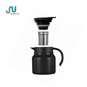 Coffret Cadeau d'Affaires Personnalisé & Thermos Noir avec 2 Tasses, Longue Conservation de la Chaleur, Levier à Bouton-Poussoir & Noir Mat & Or - Product Image 4