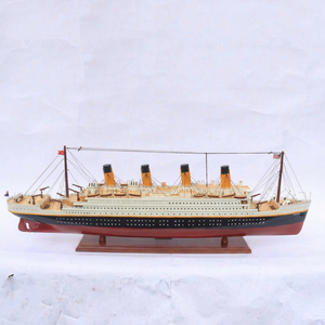 Handmade Wooden Ocean Liner Model Ship Vintage 1912 Cruise Vessel Tabletop Decor Art Collectible - Product Image 1