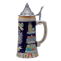 Tasse à bière personnalisée avec couvercle en métal Oktoberfest Chope à bière souvenir avec grande poignée Chope à bière personnalisée