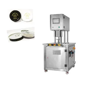 Semi-automatic caviar tin can manual vacuum nitrogen flushing sealing machine/vacuum canning machine