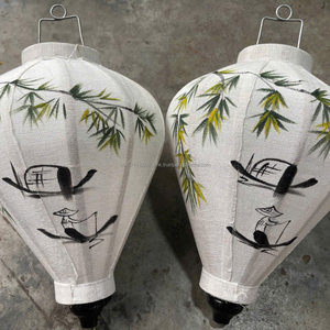 Lanterne en soie de cadre en bambou vietnamien classique décorations artisanales traditionnelles pour le nouvel an et la fête des mères - Product Image 1