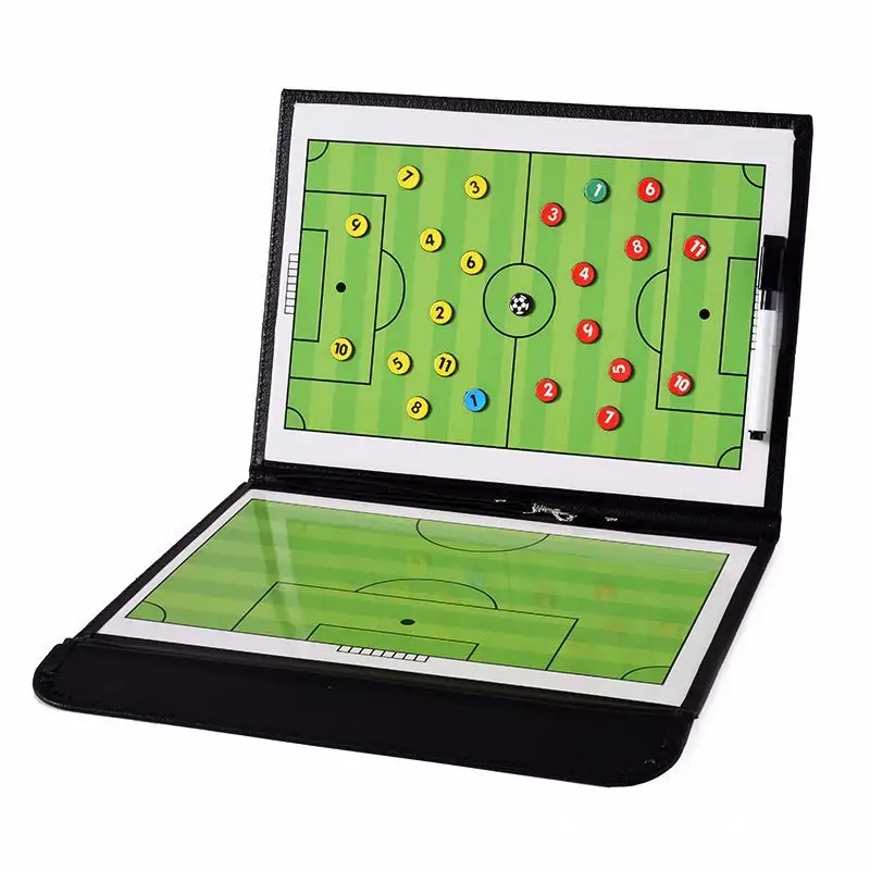 WG-CB01 Lederen Magnetische Voetbal Coaching Board Voetbal Coaching Opvouwbare Coaching Bord 53X31 Cm Voor Games