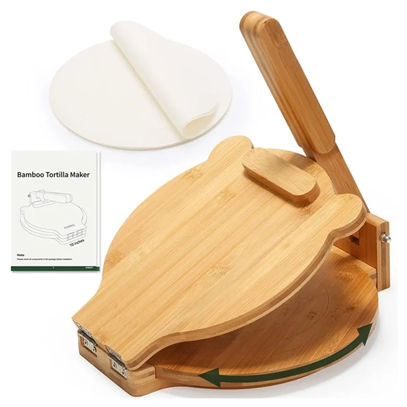 Tortiera in bambù girevole 100 pezzi di carta pergamena per pressa Tortillera fatta in casa
