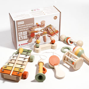 Jouets éducatifs pour bébés, ensemble <span class=keywords><strong>de</strong></span> 7 <span class=keywords><strong>instruments</strong></span> <span class=keywords><strong>de</strong></span> <span class=keywords><strong>musique</strong></span> en bois, jouets pour enfants, <span class=keywords><strong>jeu</strong></span> sensoriel musical Montessori, jouet d'apprentissage pour enfants - Product Image 1