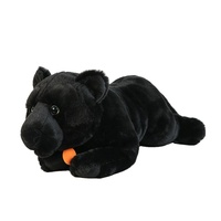 Peluche Panthère Noire Couchée Réaliste en Gros d'Usine, Animal en Peluche de Simulation, Coton PP, en Stock OEM, Cadeau pour Enfants