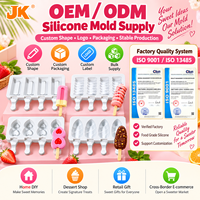 Moule à glaces en silicone Jinke à 4 cavités, facile à démouler, pour la fabrication maison d'été, avec bâtonnets en bois, qualité alimentaire sans BPA