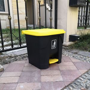 Poubelle à pédale en plastique de grande taille, poubelle domestique avec couvercle, poubelle commerciale à pédale pour bureau, extérieur - Product Image 4
