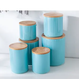 OEM Food grade blue ceramic storage food decor jars spice jar food storage & container