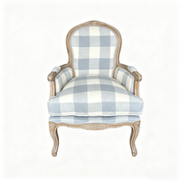 Fauteuil d'appoint de luxe pour salon, style campagne française, confort premium, dossier capitonné, housse en coton écologique et durable, structure solide