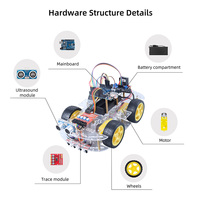Kit de Coche Robótico Inteligente Tscinbuny 4WD con Evitación de Obstáculos Ultrasónica y Seguimiento de Líneas, Kit de Programación STEM para Estudiantes y Escuelas