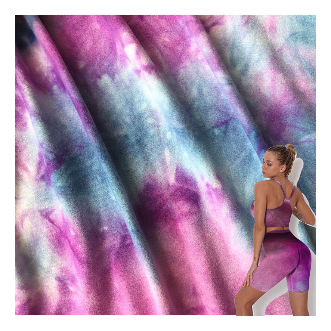 GRS Экологически чистая впитывающая быстросохнущая дышащая переработанная полиэфирная ткань Спандекс Трикотажная Ткань для йоги спортивная одежда