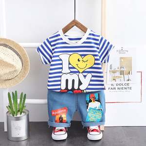 Camisetas Deportivas con Rayas Cromáticas de Diseño de Marca Famosa para Niños y Pantalones Vaqueros con Volantes, Producto de China - Product Image 2