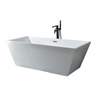 Baignoire rectangulaire autoportante en acrylique au design moderne, très vendue, avec drain, baignoire profonde pour la salle de bain
