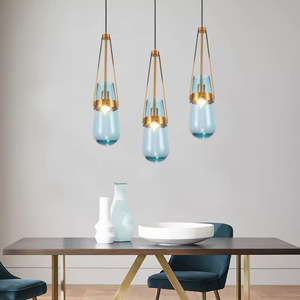 Zeal Lighting, luz colgante LED moderna, cristal azul marino para vestíbulo de Hotel, candelabro elegante y luces colgantes - Product Image 5