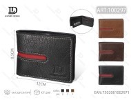 Portafoglio da uomo in vera pelle con motivo a palma e fascia intrecciata, chiusura a piega, formato corto - Product Image 3