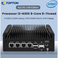 Mini PC Sin Ventilador 2.5G Firewall Router I3 N355 N305 N150 4xi226-V LANs DDR5 Tipo-C 6*USB 2*NVMe 2*SATA Proxmox PfSense