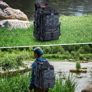 Sac à dos de pêche avec porte-canne et porte-équipement, léger, résistant à l'eau, pour le rangement des accessoires de pêche en extérieur (échantillon gratuit) - Product Image 6
